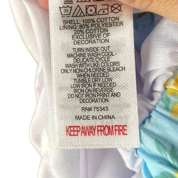 Pastel Blue Yellow Ditsy Floral Cottagecore Full Midi Skirt SZ S - Picture 7 of 7